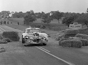 E Type Gallery: 1963 Le Mans Jaguar E type Lightweight crash on Mulsanne. Creator: Unknown