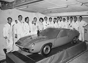 Retro Gallery: 1966 Lotus Europa Series 1 prototype in factory. Creator: Unknown