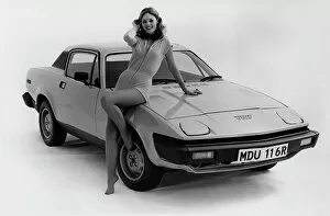Seventies Collection: 1976 Triumph TR7 with female model. Creator: Unknown