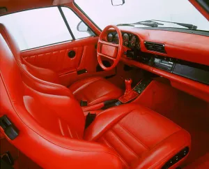 Red Leather Prints: 1988 Porsche 959 interior