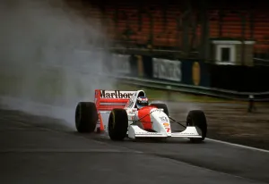 Mclaren Prints: 1994 McLaren Peugeot MP4-9 Mika Hakkinen, tyre testing at Silverstone