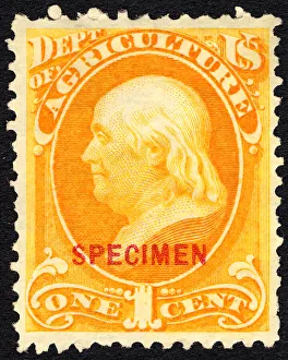 Franklin Benjamin Prints: 1c Franklin Agriculture Department special printing single, 1875. Creator: Unknown