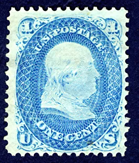 1c Franklin F Grill single, 1867. Creator: National Bank Note Company 1c Franklin F Grill single, 1867. Creator: National Bank Note Company