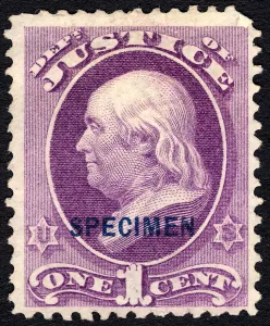 1c Franklin Justice Department special printing single, 1875. Creator: Unknown