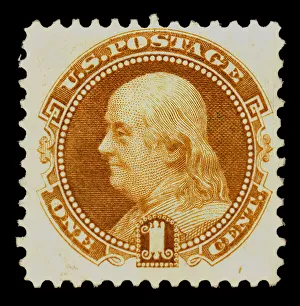 1c Franklin re-issue single, 1875. Creator: National Bank Note Company 1c Franklin re-issue single, 1875. Creator: National Bank Note Company