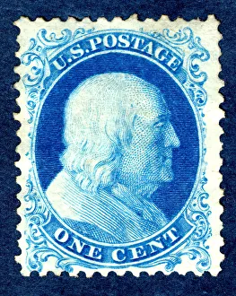 1c Franklin reprint single, 1875. Creator: Continental Bank Note Company 1c Franklin reprint single, 1875. Creator: Continental Bank Note Company