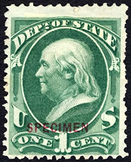 1c Franklin State Department special printing single, 1875. Creator: Unknown