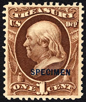 1c Franklin Treasury Department special printing single, 1875. Creator: Unknown 1c Franklin Treasury Department special printing single, 1875. Creator: Unknown
