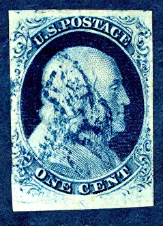 Postage Prints: 1c Franklin type III single, July 1, 1851. Creators: Toppan, Carpenter & Company