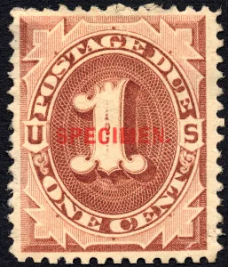 Postage Prints: 1c Postage Due specimen overprint single, 1884. Creator: Unknown