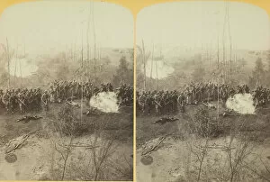 Stereoscopy Collection: 1st Ark. Con. Regt. making a charge in 'Hornets Nest', 1887