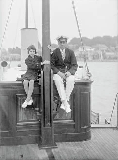 Kirk Sons Of Cowes Gallery: 1st Earl of Birkenhead with his daughter on board their yacht, (Isle of Wight?), c1925
