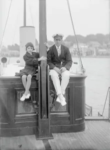 Kirk Sons Of Cowes Gallery: 1st Earl of Birkenhead with his daughter on board their yacht, (Isle of Wight?), c1925