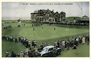 Images Dated 27th March 2017: 1st Tee, 18th Green & Clubhouse, Old Course, St. Andrews, c1955