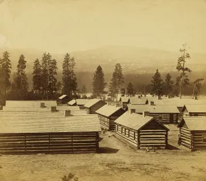 Conifer Prints: No 2, log huts, winter quarters of the Br N Am Boundary Commission