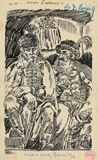 Folk Life Prints: 2.- Two Yeomen, 1936. Creator: Andrej Kovacik