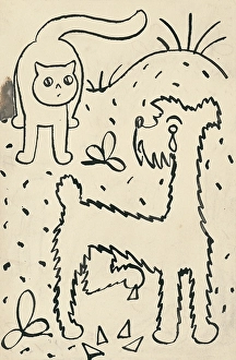 Friends Prints: 20. A story about a dog and a cat, around 1928. Creator: Josef Capek