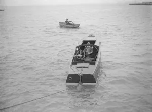 Marine Engine Prints: 21 Footer motor launch showing engines, 1914. Creator: Kirk & Sons of Cowes