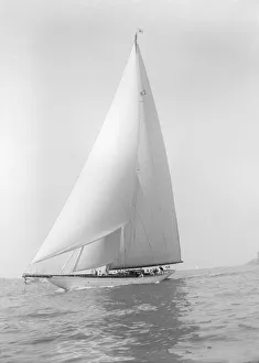 The 23-metre cutter Astra sailing close-hauled, 1928. Creator: Kirk & Sons of Cowes