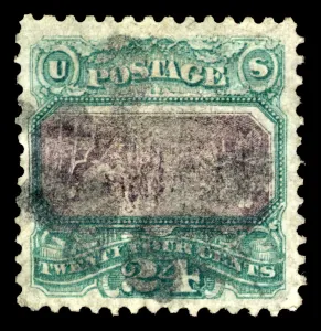 Declaration Prints: 24c Declaration of Independence G Grill invert error single, 1869