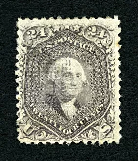 Presidential Collection: 24c Washington F Grill single, 1867. Creator: National Bank Note Company