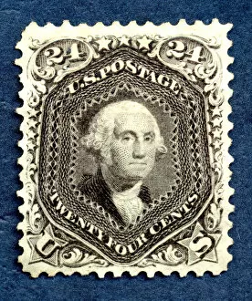 Presidential Collection: 24c Washington re-issue single, 1875. Creator: National Bank Note Company