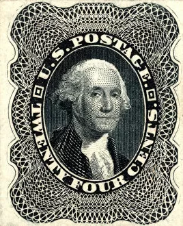 Correspondence Collection: 24c Washington trial color card proof, 1881. Creator: American Bank Note Company