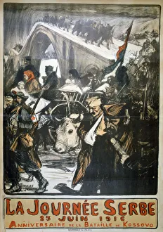 Oxen Prints: 25 June 1916 - Serbia Day, French World War I poster, 1916. Artist: Charles Fouqueray