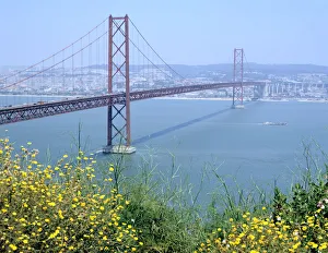 River Tagus Prints: 25th April Bridge over the River Tagus, Lisbon, Portugal