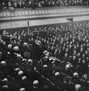 Benjamin Tucker Collection: On 27th January, Mr. Churchill addressed an audience in Free Trade Hall, Manchester, 1913, (1945)