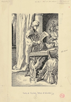 Benyovszky Maurice Prints: 28.-He stood at the table holding an unrolled parchment in his hands and reading it