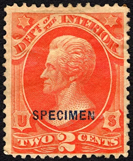 2c Andrew Jackson Interior Department special printing single, 1875. Creator: Unknown