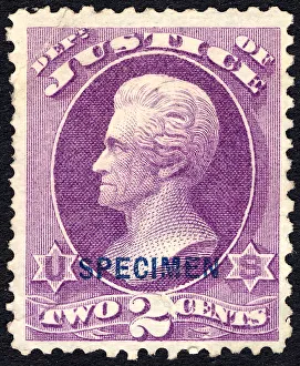 General Jackson Prints: 2c Andrew Jackson Justice Department special printing single, 1875. Creator: Unknown