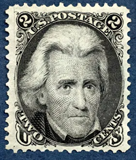 2c Andrew Jackson re-issue single, 1875. Creator: National Bank Note Company 2c Andrew Jackson re-issue single, 1875. Creator: National Bank Note Company