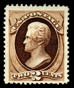 Re Issue Prints: 2c Andrew Jackson special printing single, 1875. Creator: Continental Bank Note Company