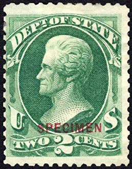 General Jackson Prints: 2c Andrew Jackson State Department special printing single, 1875. Creator: Unknown