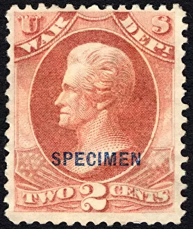 Collectible Collection: 2c Andrew Jackson War Department special printing single, 1875. Creator: Unknown