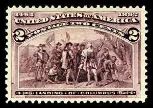 Colonisation Gallery: 2c Landing of Columbus single, 1893. Creator: American Bank Note Company