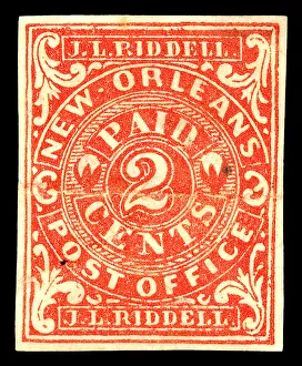 2c New Orleans postmaster provisional single, 1862. Creator: Unknown