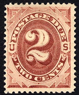 Ink Brown Prints: 2c Postage Due single, 1879. Creator: Unknown
