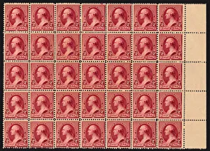 Presidential Collection: 2c Washington block of thirty-five, 1890. Creator: American Bank Note Company