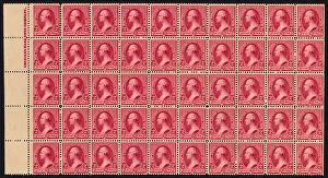 2c Washington imprint block of fifty, 1890. Creator: American Bank Note Company