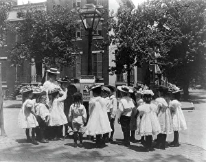Mailbox Prints: 2nd Division grade school pupils examining mail box