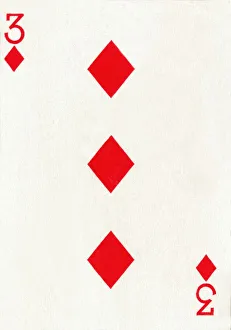 Goodall Son Ltd Prints: 3 of Diamonds from a deck of Goodall & Son Ltd. playing cards, c1940