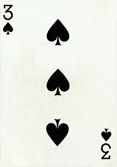 Deck Of Cards Collection: 3 of Spades from a deck of Goodall & Son Ltd. playing cards, c1940