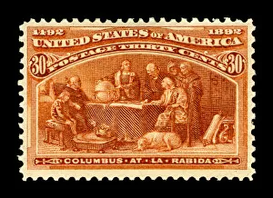 Voyage Collection: 30c Columbus at La Rabida single, 1893. Creator: American Bank Note Company