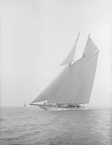 The 380 ton A Class schooner Margherita sailing close-hauled, 1913
