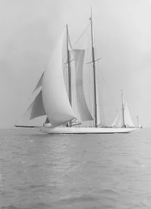 The 380 ton A Class schooner Margherita sailing under spinnaker, 1913. Creator