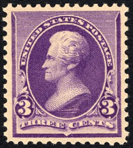 General Jackson Prints: 3c Andrew Jackson single, 1890. Creator: Unknown