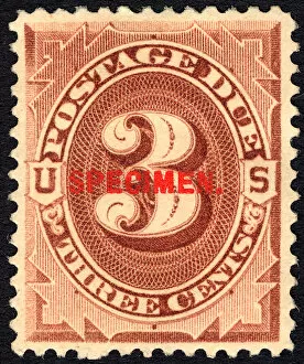 Collectible Collection: 3c Postage Due specimen overprint single, 1884. Creator: Unknown